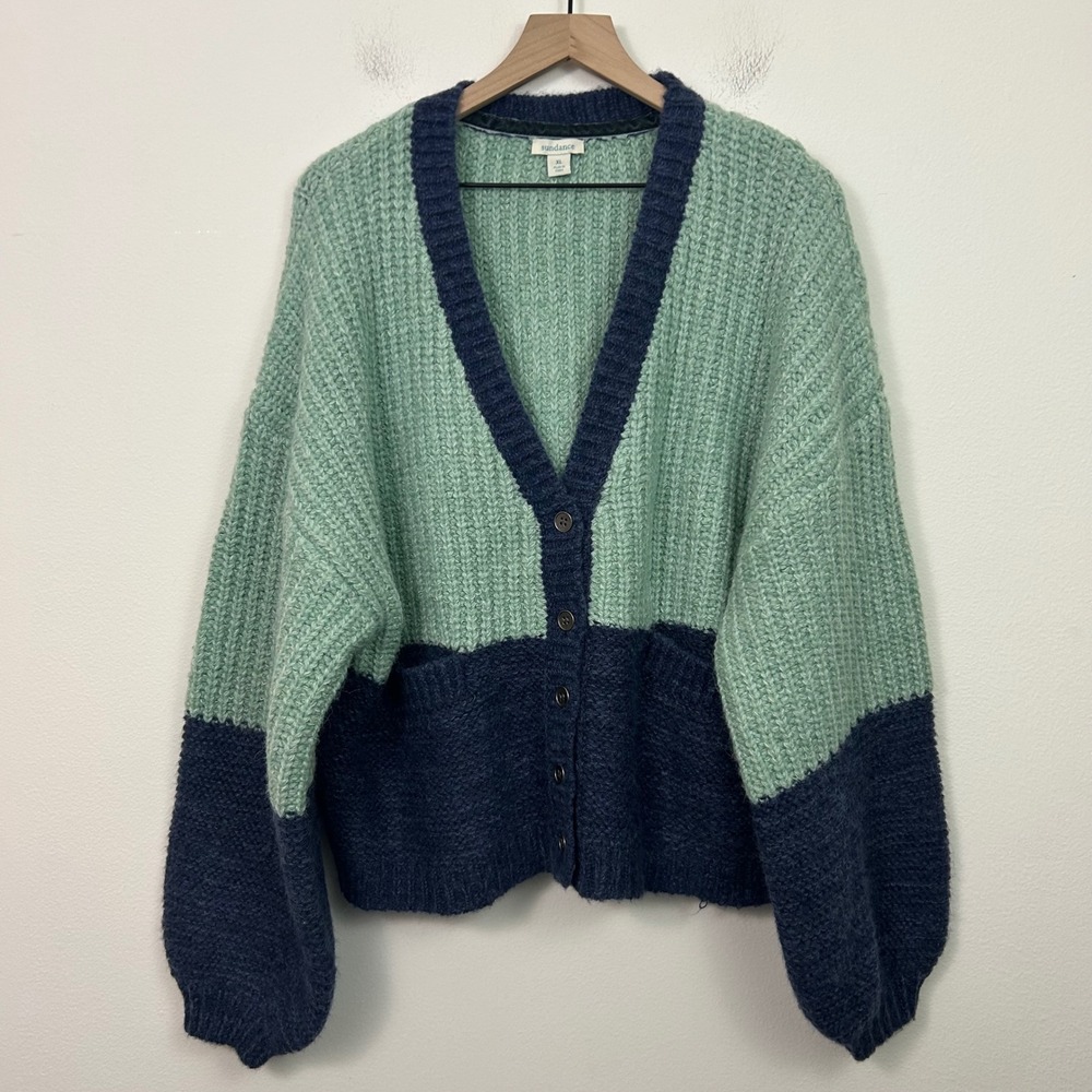 Sundance Judy Colorblock Cardigan Sweater Womens Size XL